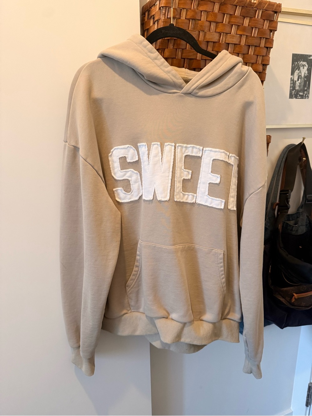 Beige "SWEET" Hoodie; Sweet Hat Co